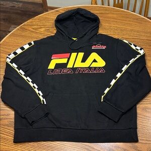 Vintage Fila Biella Linea Italia Hoodie Checkered Sleeves